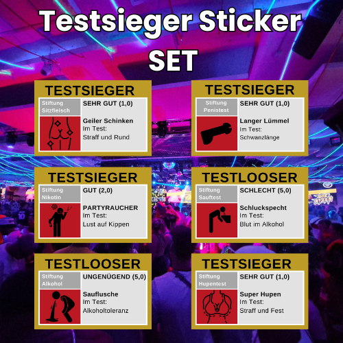 Testsieger Sticker Set mit witzigen Aufklebern für Ballermann, Malle und Festivals – ideal für Gruppen, JGAs und Saufurlaub an der Playa de Palma.